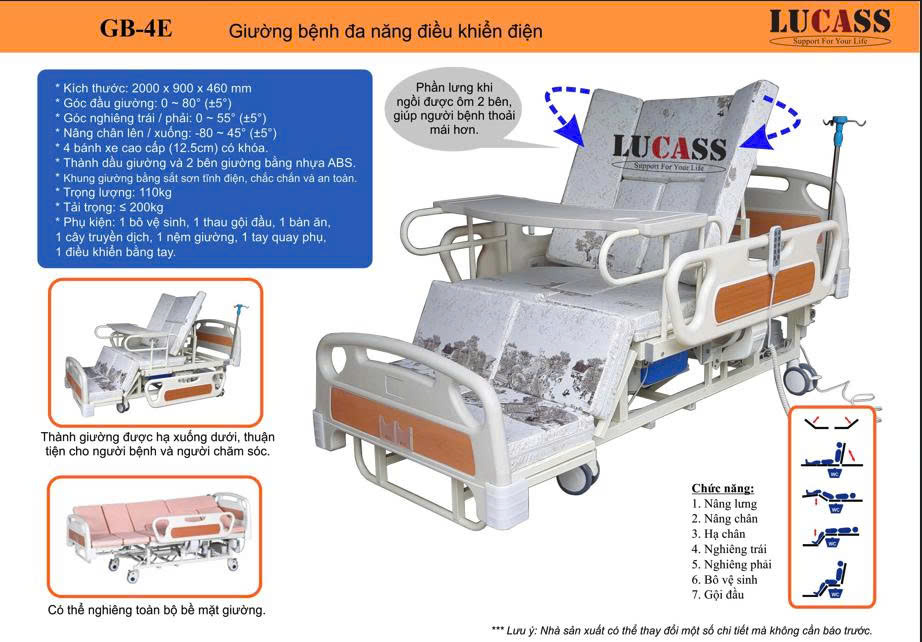 Giường bệnh nhân điện đa năng LUCASS GB-4E